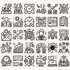 Business and Work-Themed Line Icons