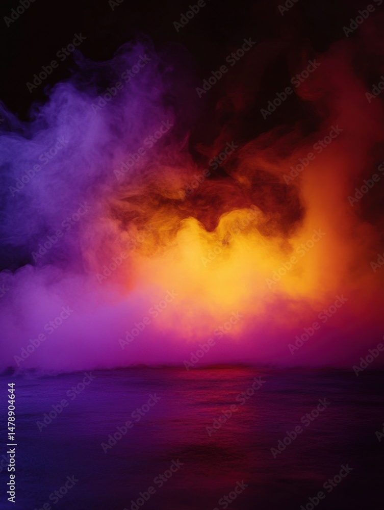 Poster dramatic smoke cloudscape background with vibrant colors in studio shot creating a surreal atmospher