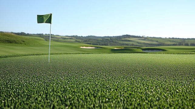 Golf course green with flag