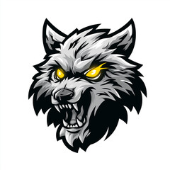 Fototapeta premium Wild Howl: A fierce and detailed illustration of a wolf, showcasing its intense gaze and predatory spirit, embodies the essence of untamed wildness and primal energy. 