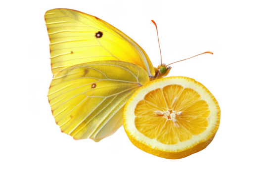 Golden Butterfly rests on Lemon Slice with Summer Vibe