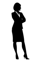 Silhouette of a businesswoman standing with arms crossed