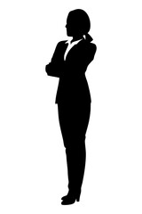 Silhouette of a professional woman standing with arms crossed
