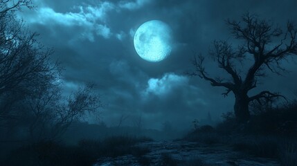 Lonesome moonlit landscape