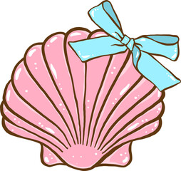 Coquette Seashell Pink Clam Shell with bow Pastel Summer 
