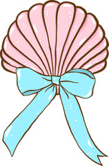 Coquette Seashell Pink Clam Shell with Ribbon bow Pastel Summer 