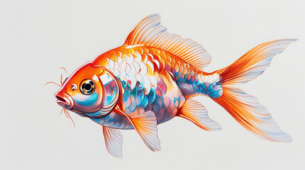 Stunning artistic illustration of a vibrant and colorful goldfish swimming gracefully