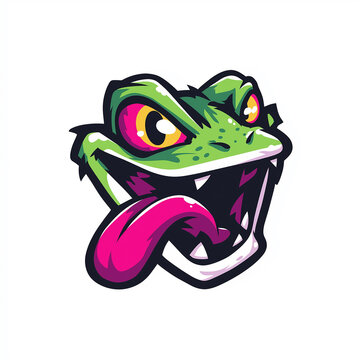 Angry Cartoon Frog: A vibrant and bold illustration of an angry cartoon frog with an expressive face, long tongue.