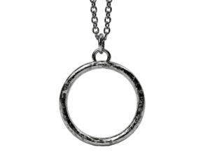 Silver Circle Pendant Necklace on Delicate Chain, PNG