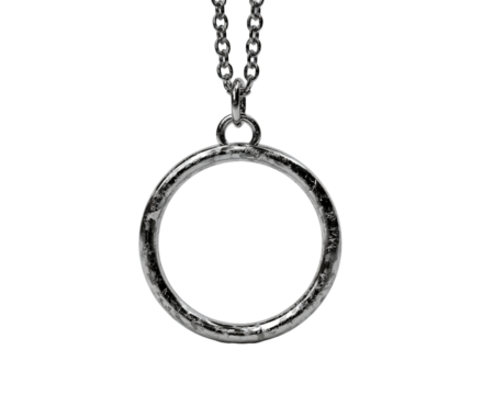 Silver Circle Pendant Necklace on Delicate Chain, PNG