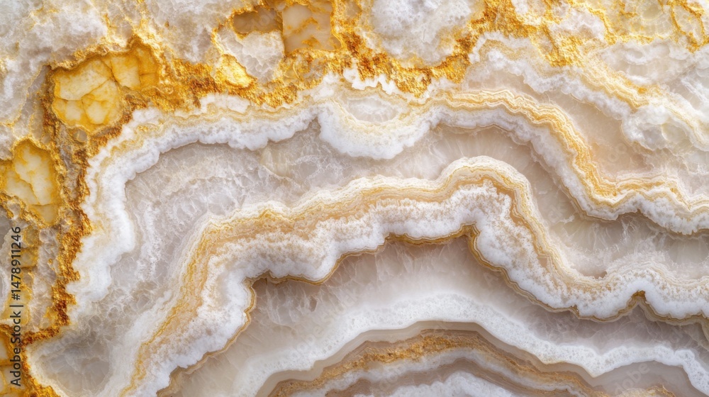 Poster abstract onyx texture close up shot showing golden veins and white crystals in a layered pattern for