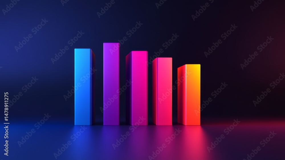 Poster abstract d bar graph with multi-colored, stacked segments on each bar, symbolizing layered data insi