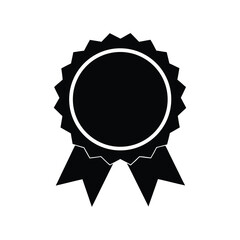 Silhouette art design of a blank award ribbon badge in circular frame.eps