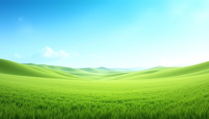 Vast green landscape under a clear blue sky.