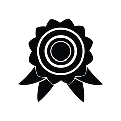 Silhouette art design of a circular ribbon rosette with tails.eps
