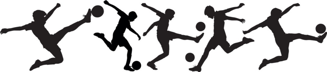 Dynamic Soccer Player kick on the ball Silhouettes – Action Poses & Movements