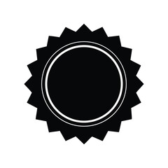 Silhouette art design of a round rosette badge with pleated edges.eps