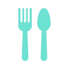 Fork spoon and knife set on white background