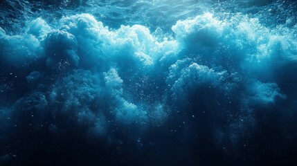 Fototapeta premium Underwater Ocean Bubbles Deep Sea Diving Scene