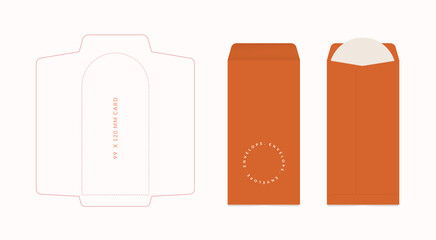 Luxury Envelope die cut and mock up template, Vector illustration. Envelopes mockup front and back view.	
