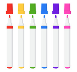 Colored markers pen cartoon clipart stationary illustration 