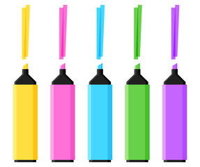 colorful highlighters marker colored stationary illustration clipart