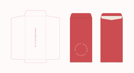 Luxury Envelope die cut and mock up template, Vector illustration. Envelopes mockup front and back view.	
