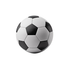 A classic black and white football isolated on pure white background with realistic texture
