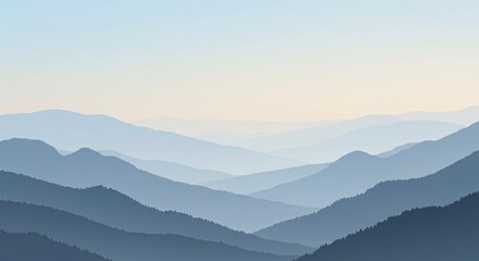 Fototapeta premium Serene Blue Mountains Landscape A Breathtaking View of Rolling Hills