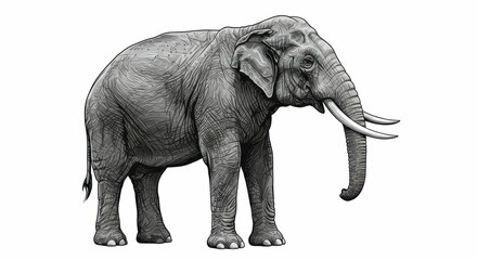 Fototapeta premium Illustration of elephant with big tusks