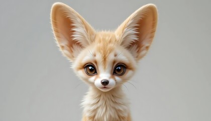 Adorable Fennec Fox Portrait: A Digital Painting of a Cute Desert Fox