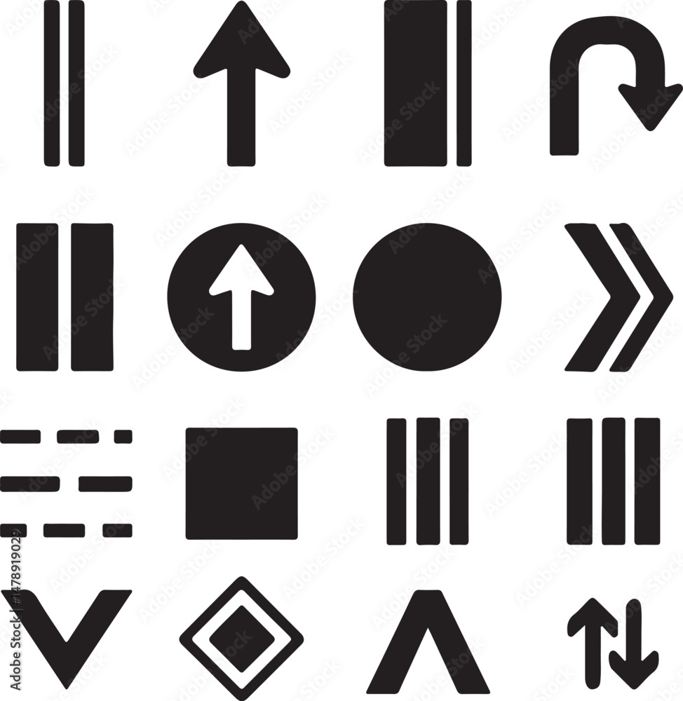 Poster this set of arrow icons presents a collection of black vector symbols for web design