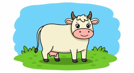Illustration of a cow in a field