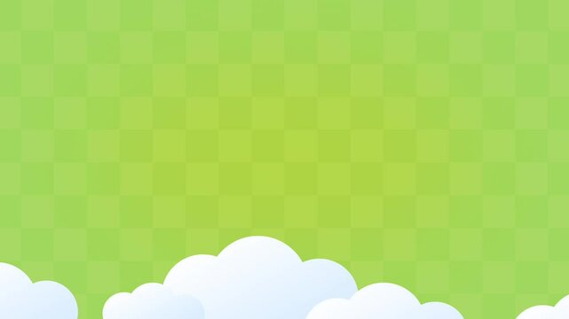 Soft green checkered background with white clouds along the bottom edge, a simple and fresh style for versatile media content