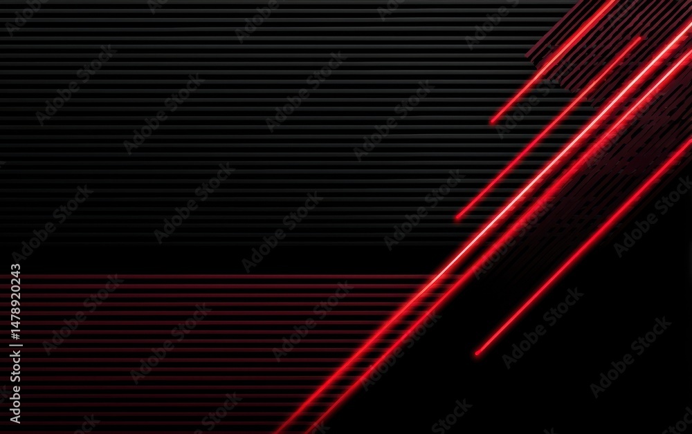 Poster dark background with diagonal red lines.