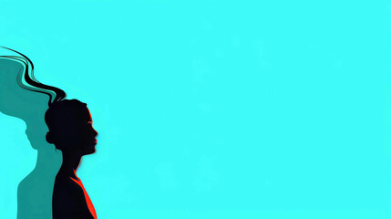 World eating disorders day awareness - silhouette representation for mental health advocacy. Mental disorder, anorexia, bulimia. Mental problem. World Hunger Day. Copy space. Horizontal banner