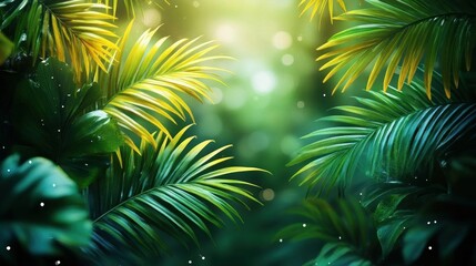 Lush Tropical Paradise Palm Leaves Jungle Green