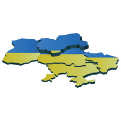 3d map of ukraine in national flag colors. Vector illustration