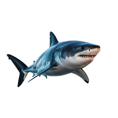 Fototapeta premium A realistic great white shark isolated on a pure white background in swimming pose
