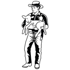 cowboy for coloring book with white background