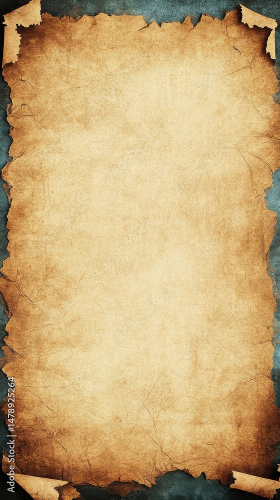 Poster aged parchment paper texture close up for background or overlay antique style with torn edges and ne