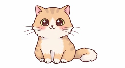 Obraz premium Cute, cartoon cat illustration on a white background