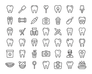 minimal dental line art icons for clean medical design projects