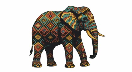 Tribal elephant illustration on white background