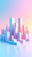 Fototapeta premium Minimalist Geometric Cityscape at Sunset – Soft Pastel Gradients and Clean Lines