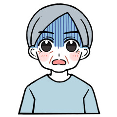 Obraz premium 驚く青い顔の老人男性のイラスト