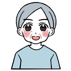 照れる笑った顔の老人男性のイラスト