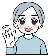 手を振る笑う老人男性のイラスト