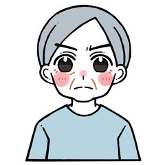 怒った顔の老人男性のイラスト