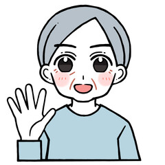 5を出す老人男性のイラスト